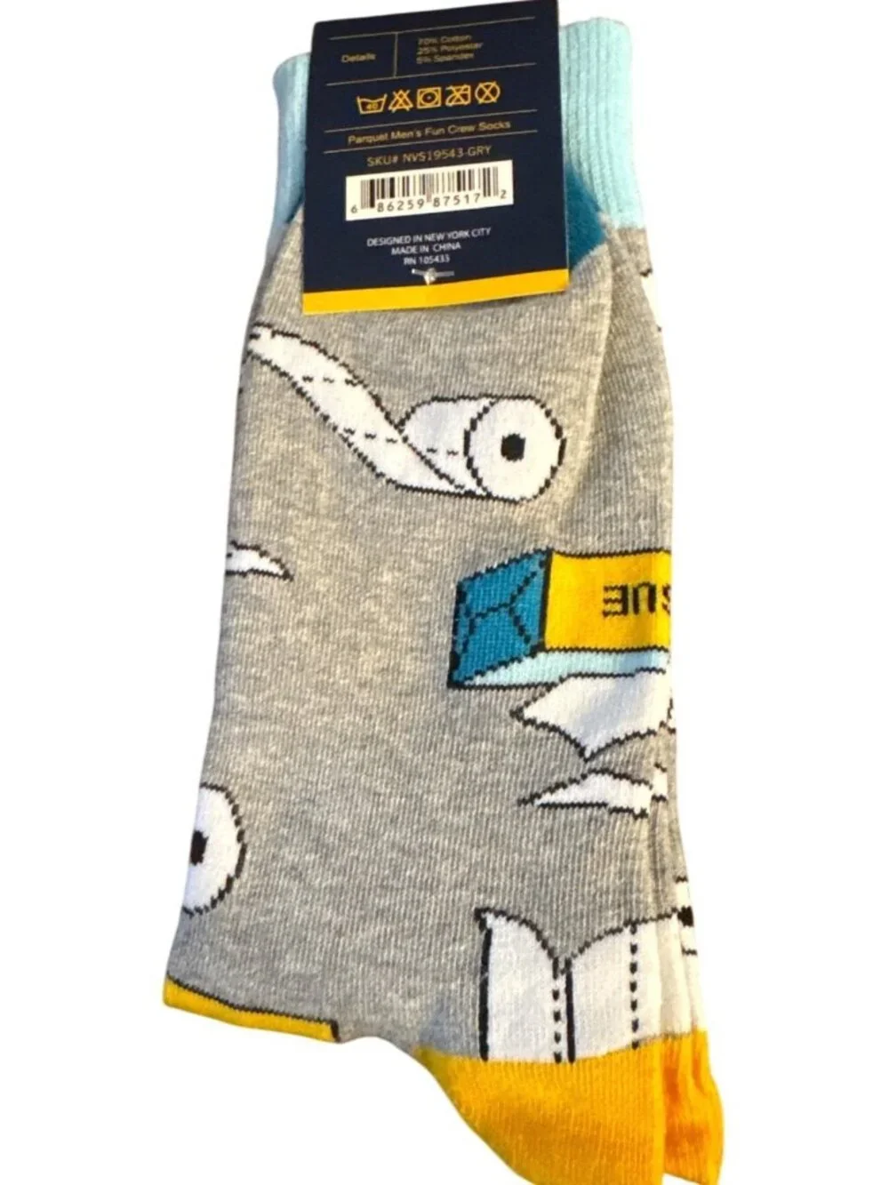 Mens Original Parquet Fun Crew Socks Toilet Paper & Tissue Box Design 10-13 NWT